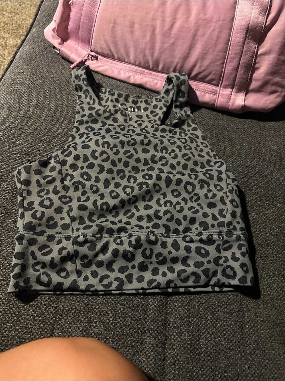 Leopard Print Gray Crop Tank Top